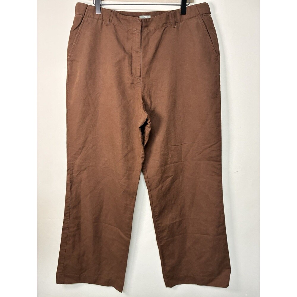 J Jill Linen Wide Leg Pants Women’s 16 Brown Boho Cottage Core